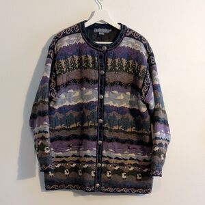 VINTAGE ICELANDIC DESIGN wool cardigan - size xl